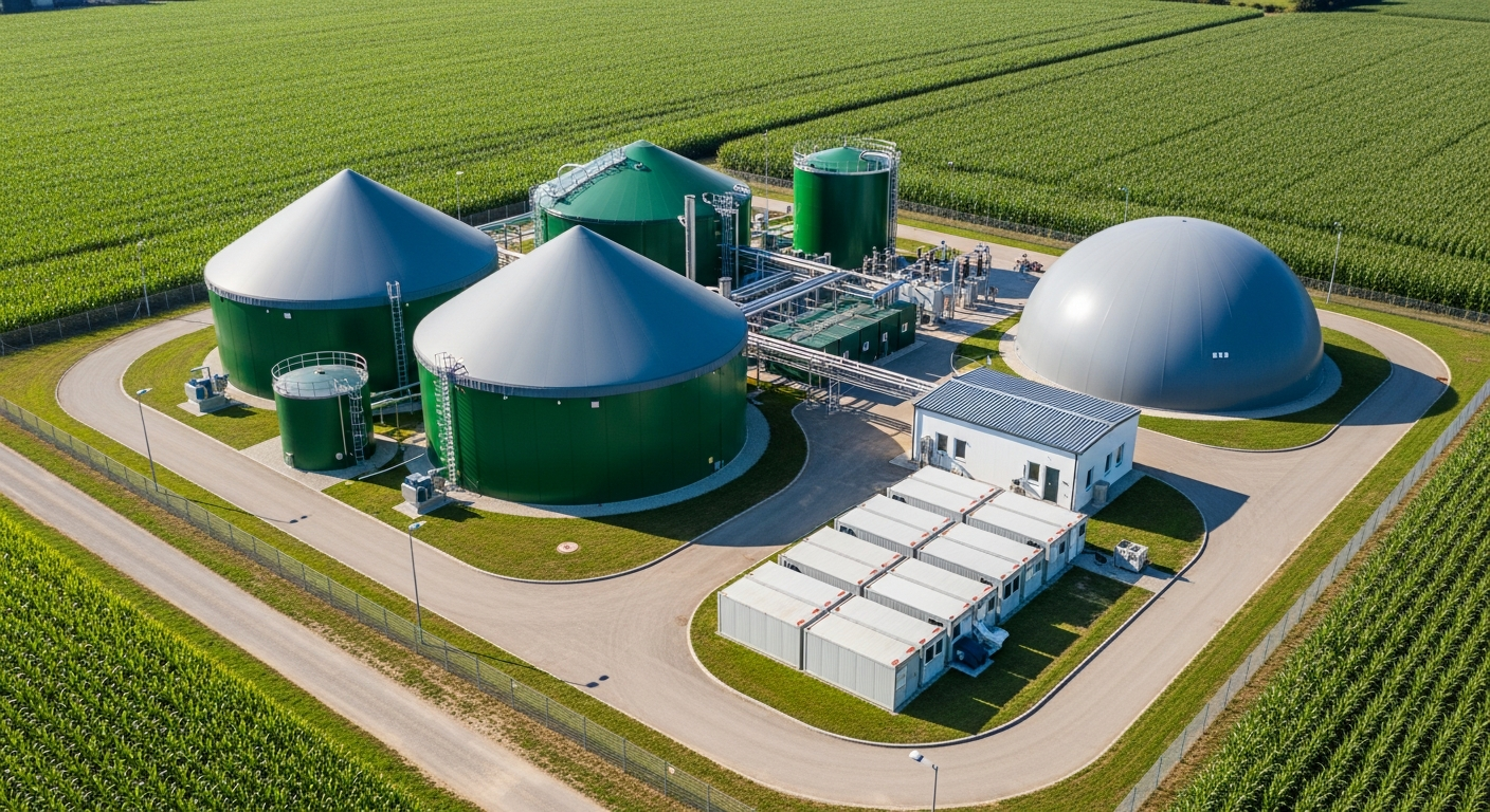 Modernisierte Biogasanlage mit BHKW-Flex-Modulen im Hub-Verbund